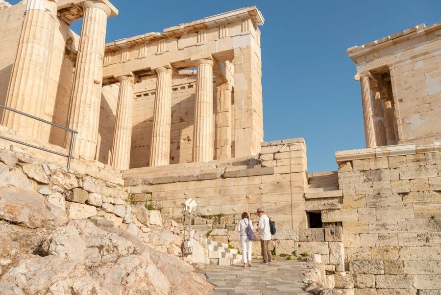 Athens: Acropolis FULLY PRIVATE Tour with Licensed Guide - Descending past the Odeon of Herodes Atticus