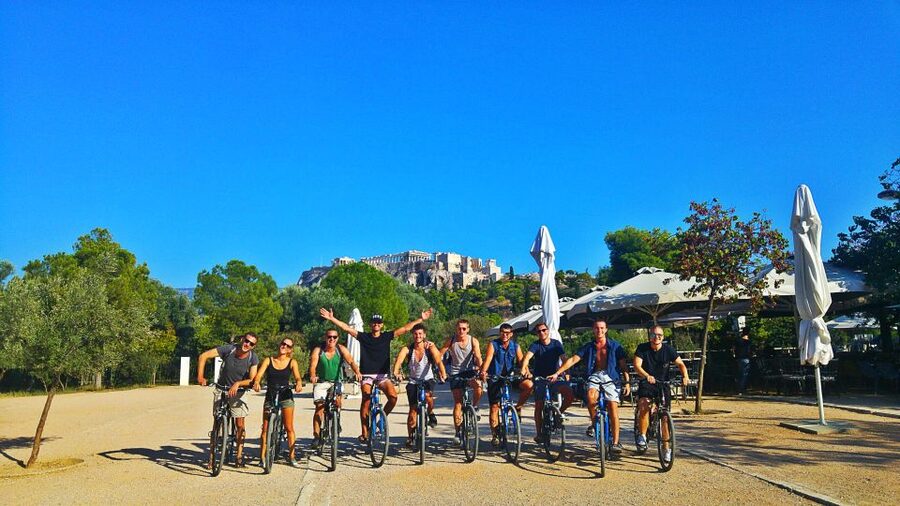 Athens: Bike Tour with Acropolis & Parthenon Visit - Ancient remains beside the cycling route