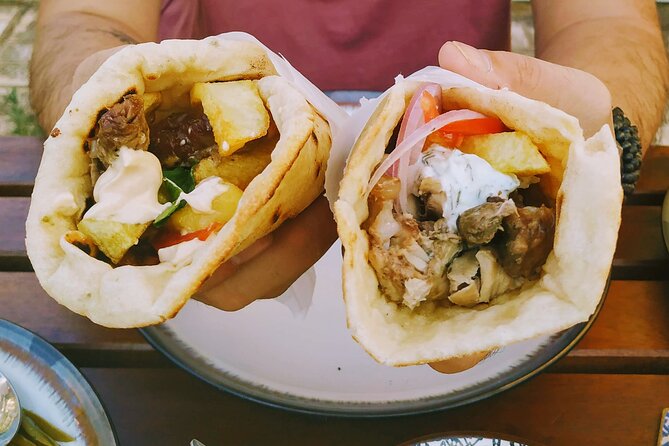 Athens Greek Cooking Class Pita Gyros from Scratch with a Local - The opening spreads: tzatziki and spicy feta