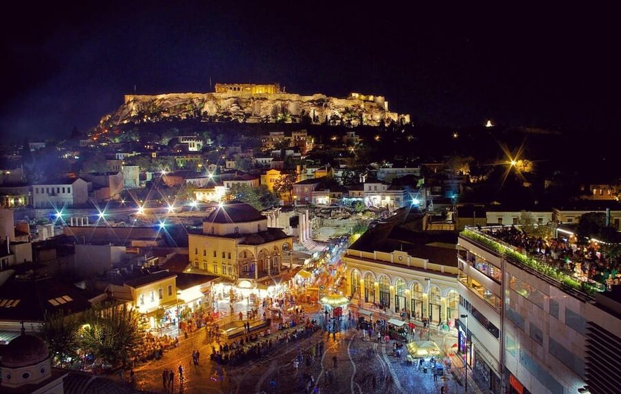 Athens: Night Walking Tour - The Gate of Athena and Monastiraki