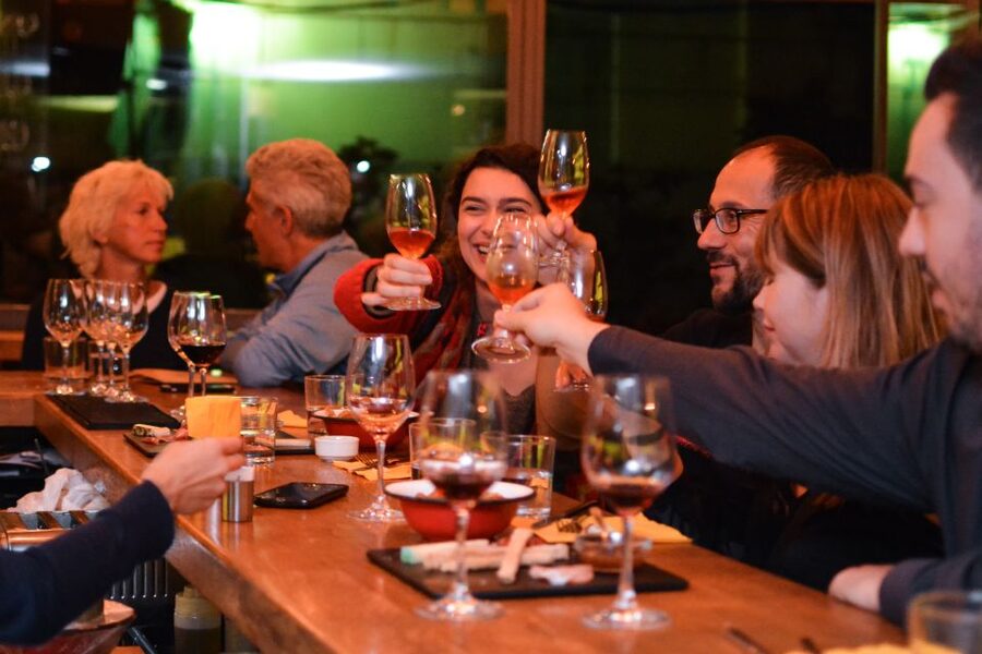 Athens: Premium Food and Wine Tasting Tour in the evening - Greek wine in a small Athens bar