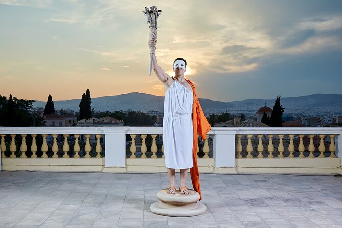Athens Skip the Line: Open Air Ancient Greek Theatre Performance - A rooftop stage with the Acropolis overhead