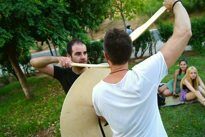 Athens: Unique & Interactive Greek Small Group Warrior Experience - Holding the shield and moving in formation