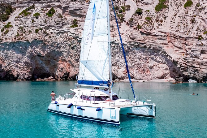 Catamaran Full-Day of Milos and Poliegos With Lunch & BBQ - Gerakas gives you a longer swim
