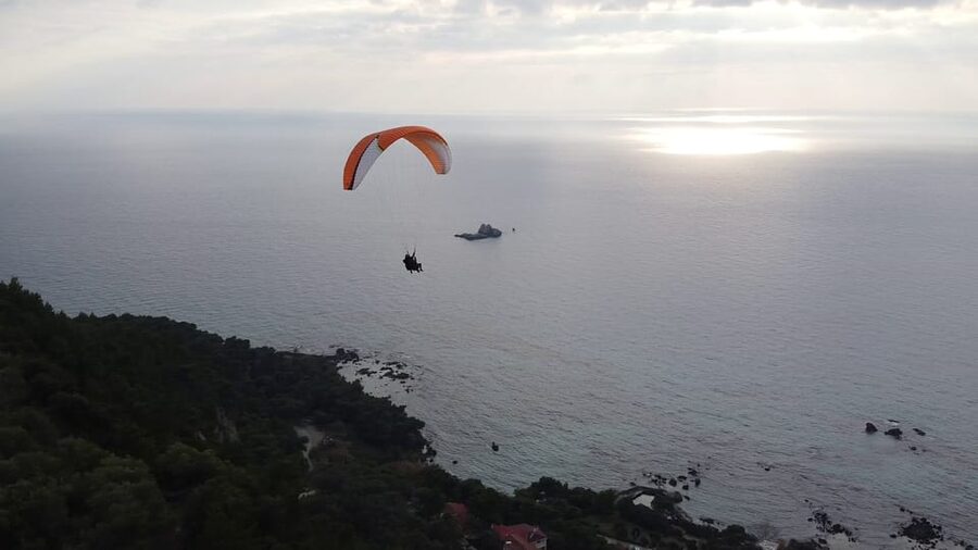 Corfu: Paragliding Tandem Flight Above Pelekas Town - The view from the air
