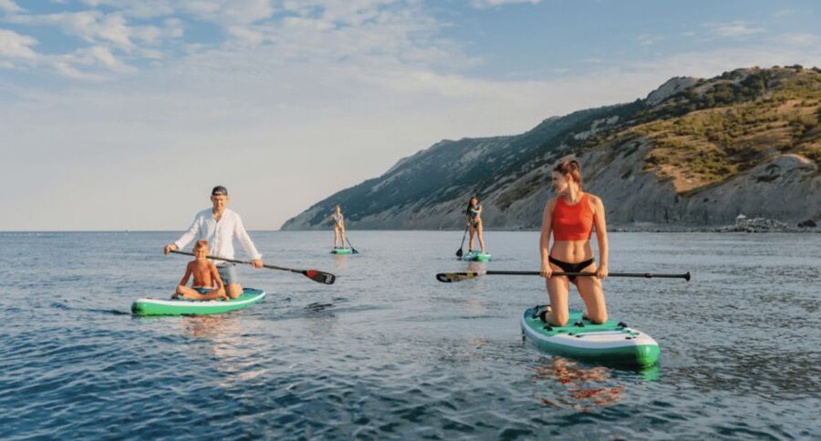 Corfu: Stand Up Paddle Board in Sidari - The first lesson: kneeling, standing, and finding your balance
