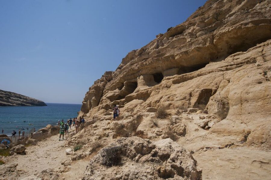 Crete: Matala Beach and Hippie caves, Red beach - The coach ride from Crete’s north coast