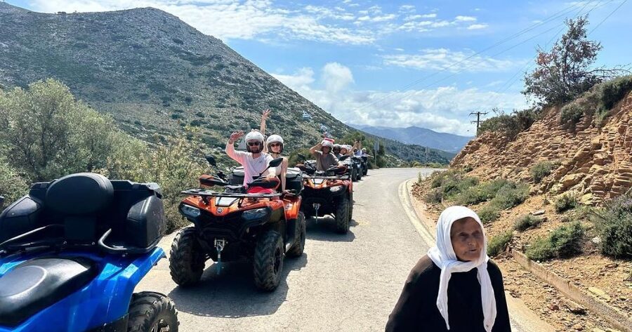 Crete: Sunset or Morning Quad with Local Products Tasting - Achlada, an abandoned village with a Cretan past