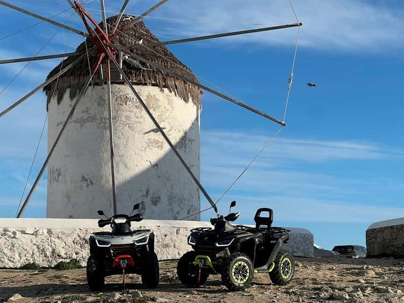Explore Mykonos Island with a 650cc ATV / QUAD Tour - The Old Port and the first views of Mykonos