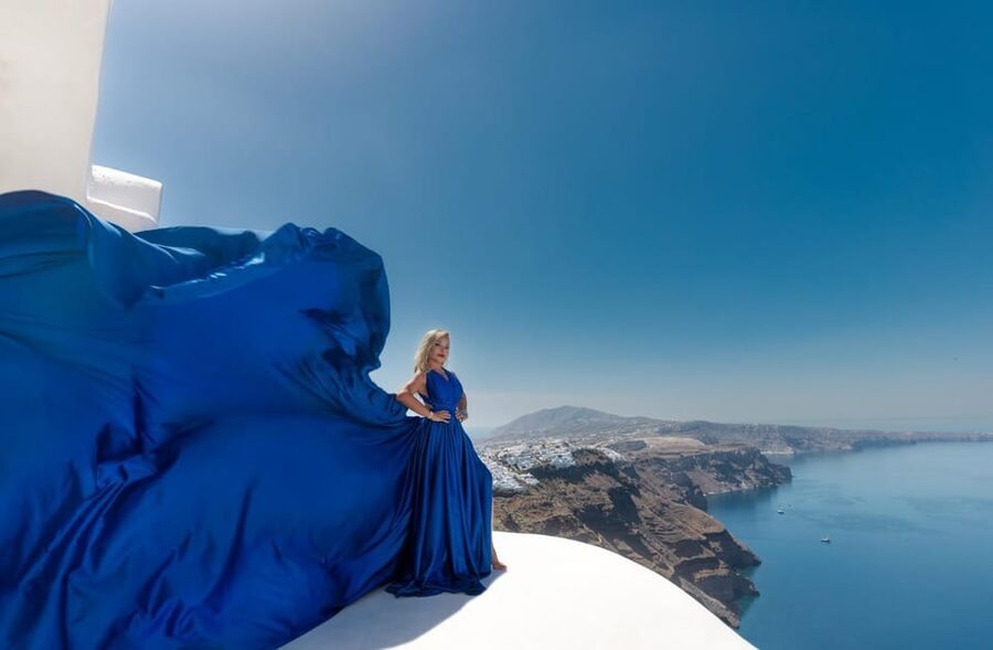 Flying dress Photoshoot in Santorini with Hotel Pickup - What you receive after the camera stops