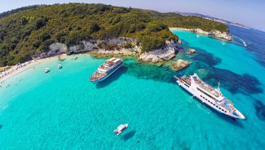 From Corfu Island: Antipaxos & Paxos Blue Caves Boat Cruise - Entering the Blue Caves of Paxos