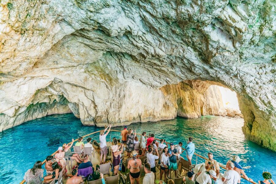 From Corfu Island: Antipaxos & Paxos Blue Caves Boat Cruise - The return along Paxos and the Ionian Sea