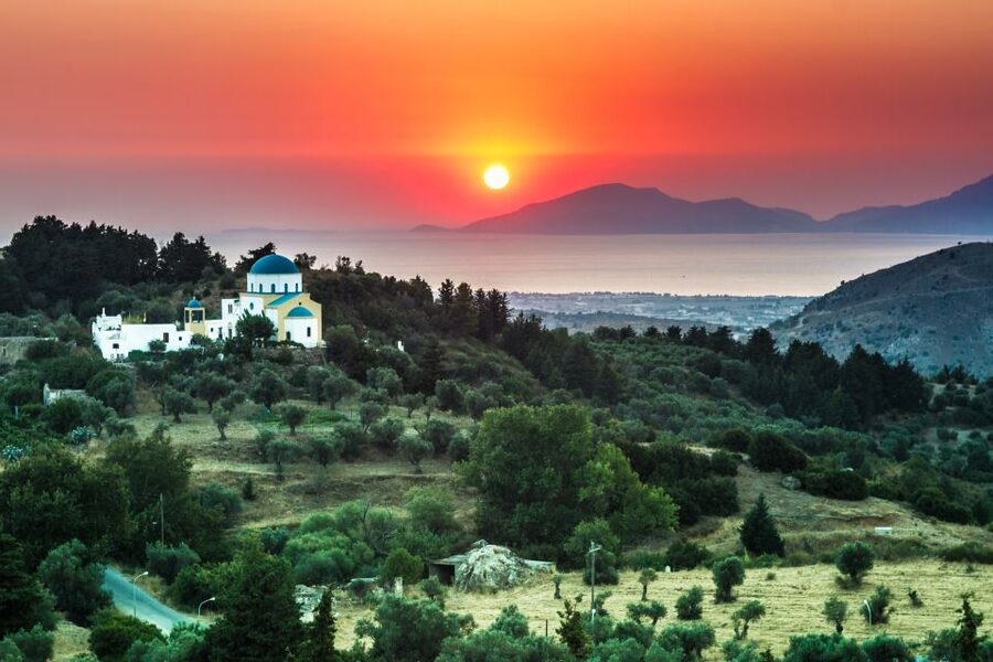 From Kos: Zia Sunset Tour - Watching the sunset from Dikaios Mountain