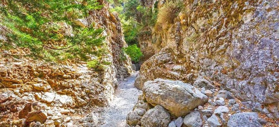 From Rethymno: Imbros Gorge & Libyan Guided Sea Tour - Entering the gorge from the White Mountains