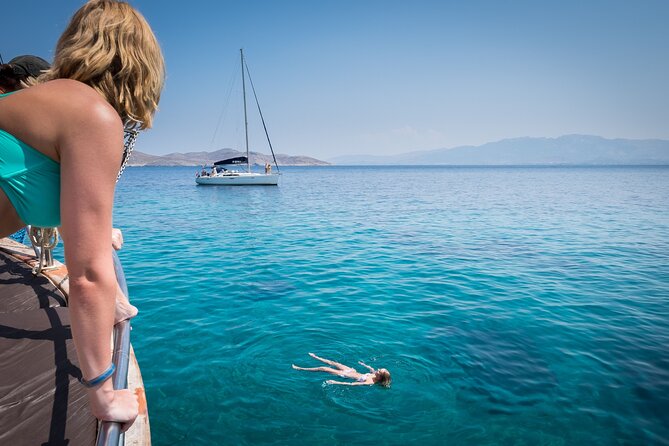 Full Day Boat Cruise to 3 Islands with optional pickup - Vathi: entering Kalymnos through a natural fjord