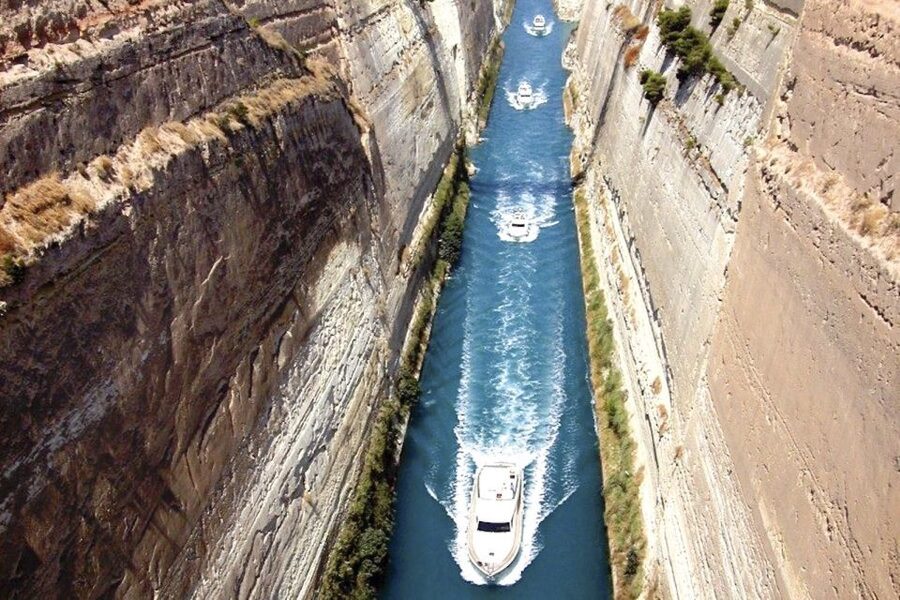 Full Day Tour in Argolis, Nafplio and Mycenae - The Corinth Canal makes a sharp opening stop