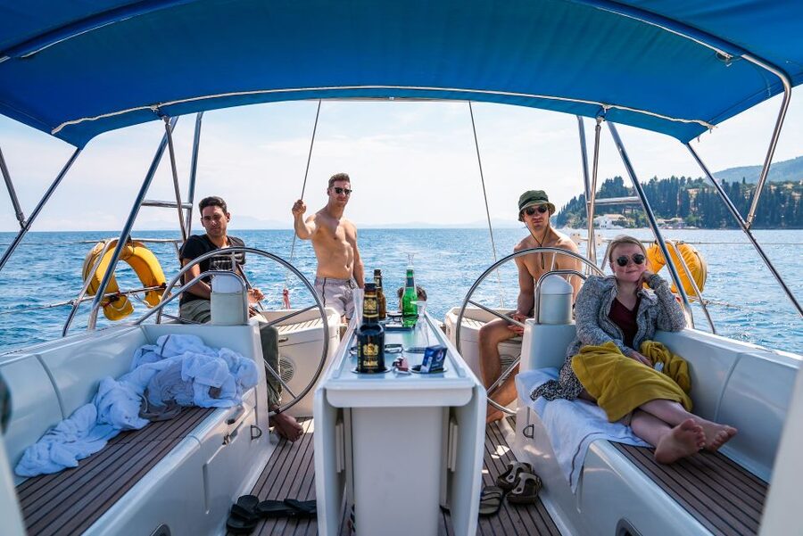 Gouvia: Corfu Island Sailing Trip with Snack and Soft Drinks - Barbati Beach: the first swim