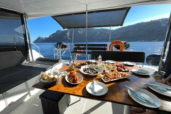 Half Day Premium Catamaran Cruise in Santorini including Oia - Why the water is the real attraction
