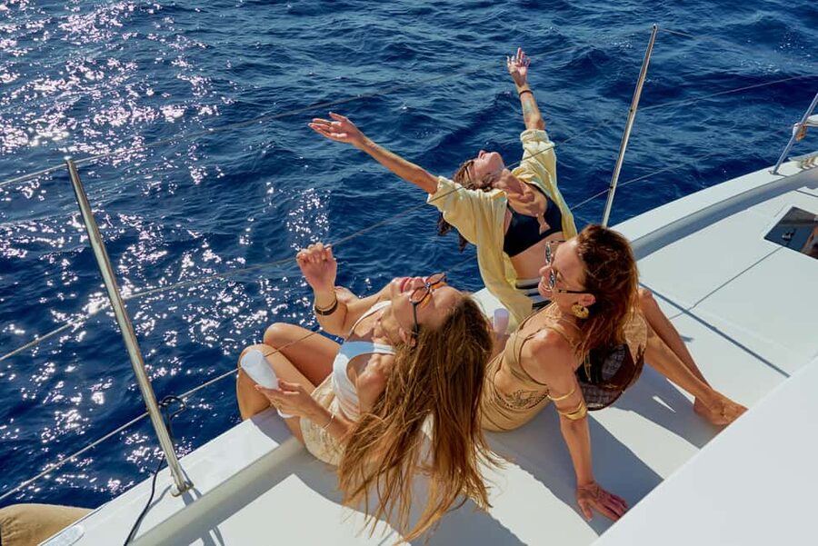 Heraklion: Dia Island Romantic Sunset Cruise with Wine - Sunset from the catamaran deck
