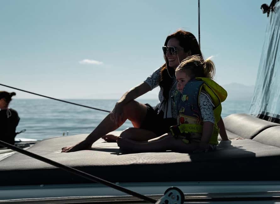 Heraklion Luxury Catamaran Dia Isla -Gourmet Lunch Top Rated - The return sail and the golden-hour mood