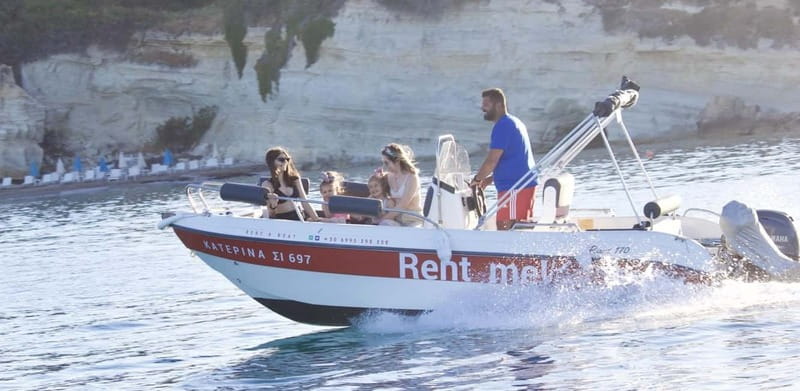 Hersonissos: Rent a Boat - No License Needed - The real cost: $181 plus fuel