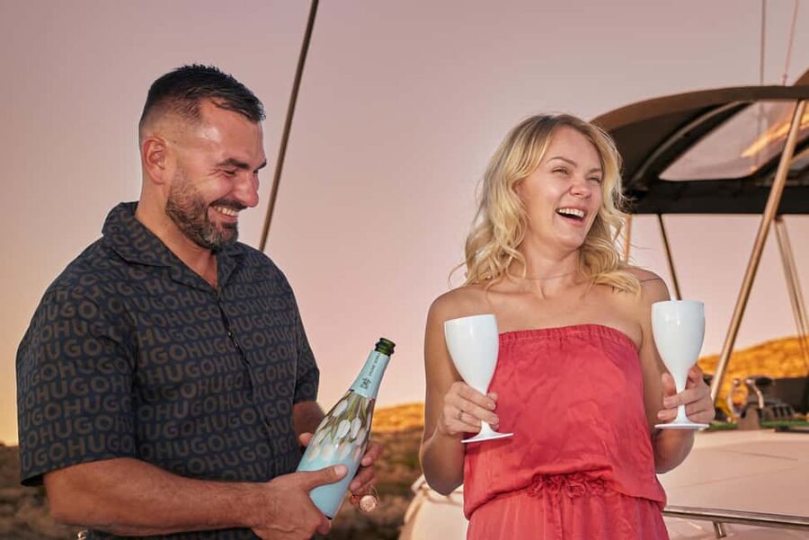 Hersonissos: Sunset Catamaran Cruise with Snacks and Drinks - Key points at a glance