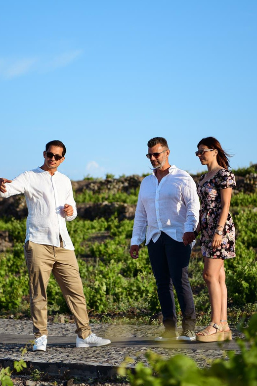 Imerovigli: Premium Wine Tasting with Caldera and Sea Views - A poolside table above the caldera