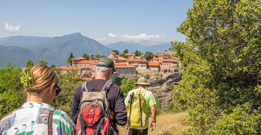 Kalabaka: Meteora Small-Group Hiking Tour w/ Monastery Visit - The climb toward Great Meteoron and Varlaam