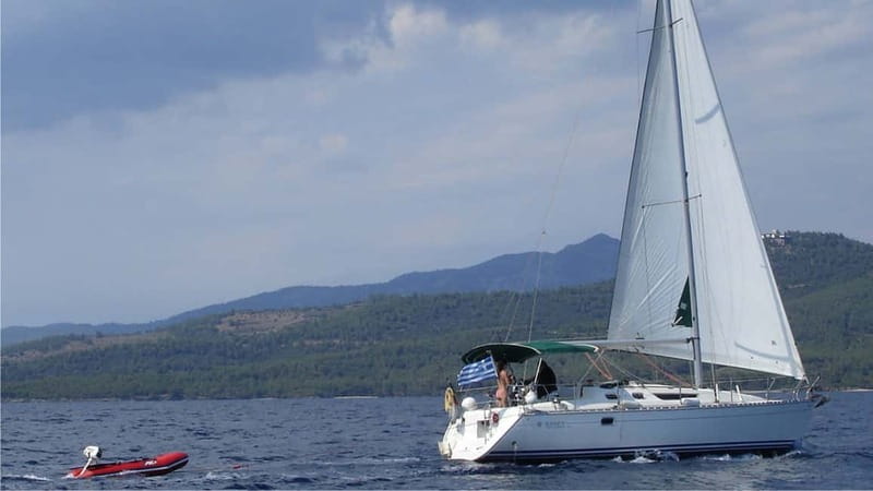 Kassandra: West Sithonia Coves and Islets Sailboat Tour - The first swim at Kelyfos Island