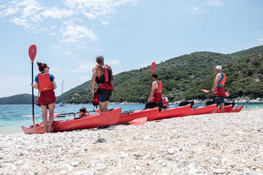 Lefkada: Blue Cave Kayak Tour with a Taste of Greece - Snorkeling over fish, rocks, and red starfish