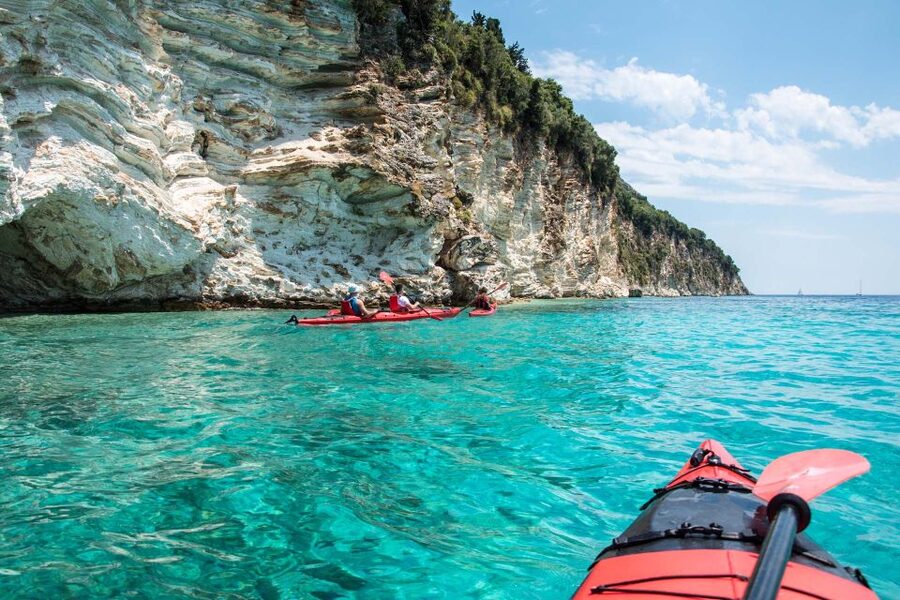 Lefkada: Full Day Sea Kayaking Tour - Entering Desimi’s sea caves