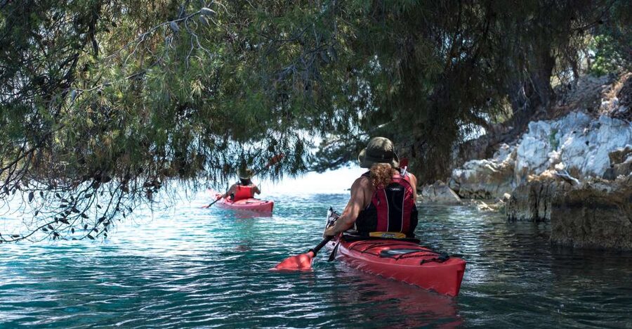 Lefkada: Full Day Sea Kayaking Tour - Scorpios, the Onassis connection, and another swim