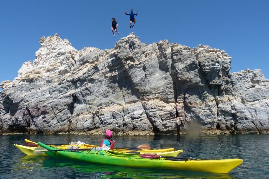 Milos: Guided Kayaking Trip with Snorkelling & Lunch - The first beach stop, swimming and homemade snacks