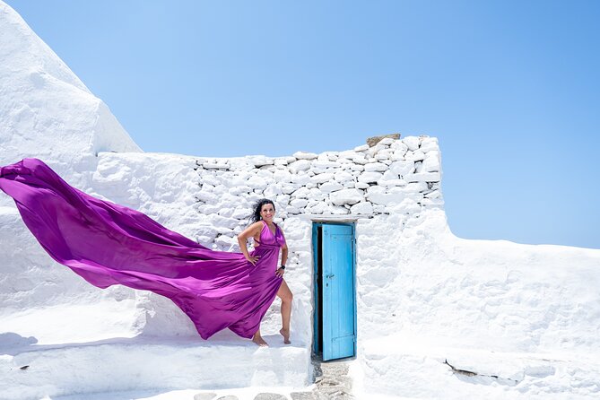 Mykonos: Flying Dress Photoshoot - Little Venice and Mykonos Town Alleys