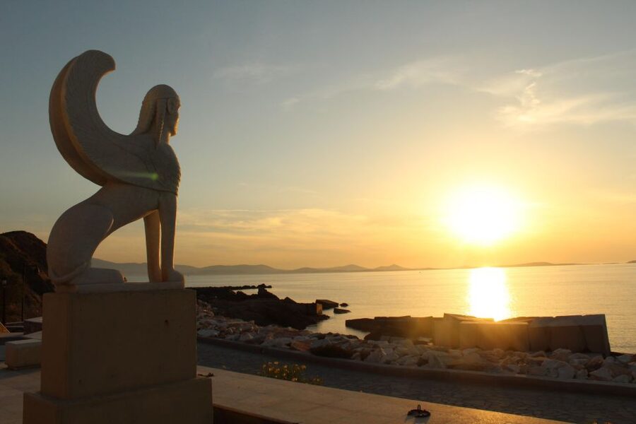 Naxos: Wine and Mythology Sunset Tour - Meeting the guide beside Naxos Town Hall
