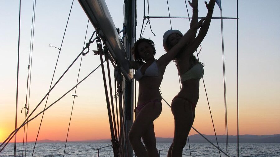 Neos Marmaras: Sunset West Sithonia Islets Sailboat Tour - The swimming stop near the island