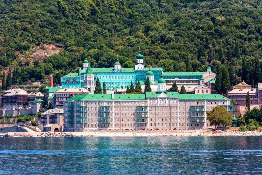 Ouranoupoli: Mount Athos Cruise with Ammouliani Island Visit - Daphni port and the view toward Mount Athos
