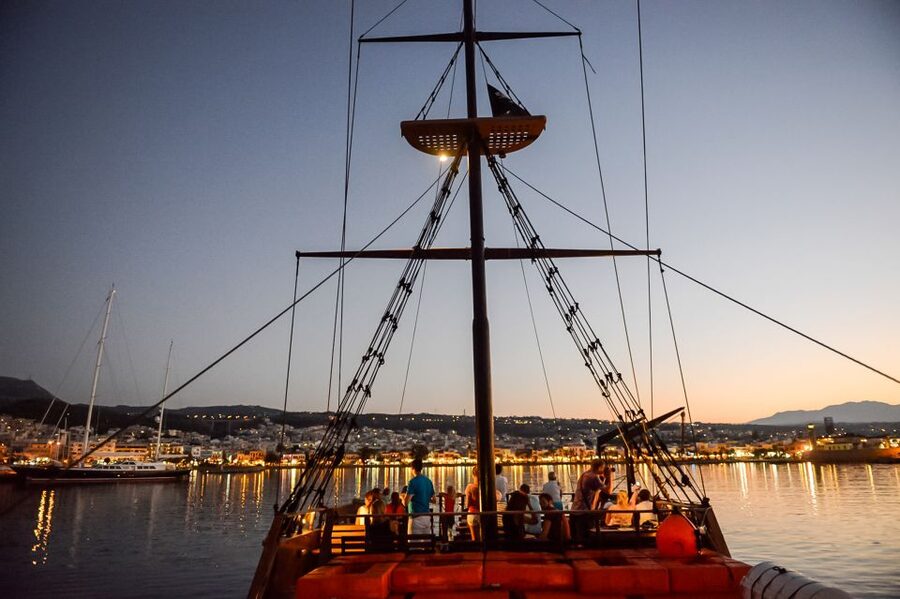 Rethymno: Sunset Cruise on a Wooden Pirate Boat - A drink, simple comfort, and the one-hour limit