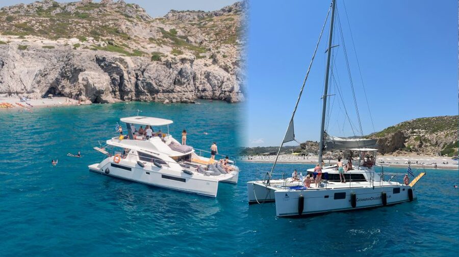 Rhodes: All-Inclusive Catamaran Cruise with Lunch and Drinks - Ladiko Bay: clear water and a quieter pause