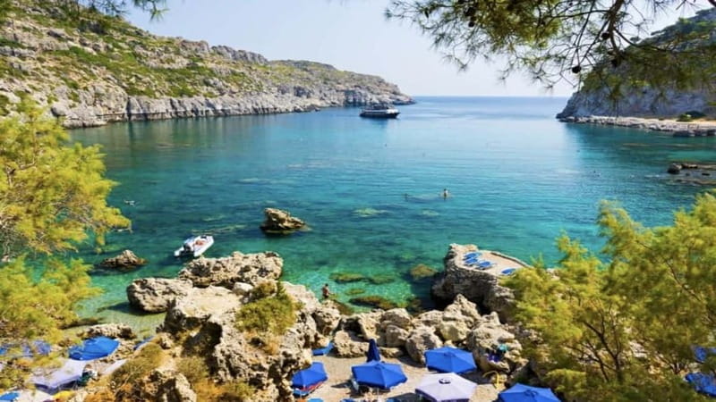 Rhodes: Boat Party Cruise with Live DJ - Swimming and champagne games at Anthony Quinn Bay