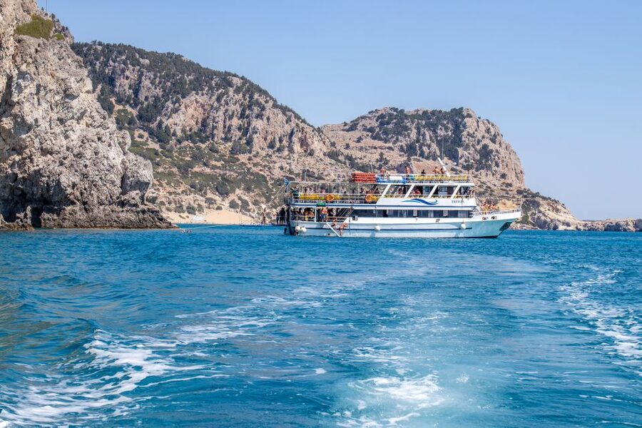 Rhodes: Full Day East Coast Bay to Bay Boat Trip with Lunch - Afandou Caves: a quick look from the water