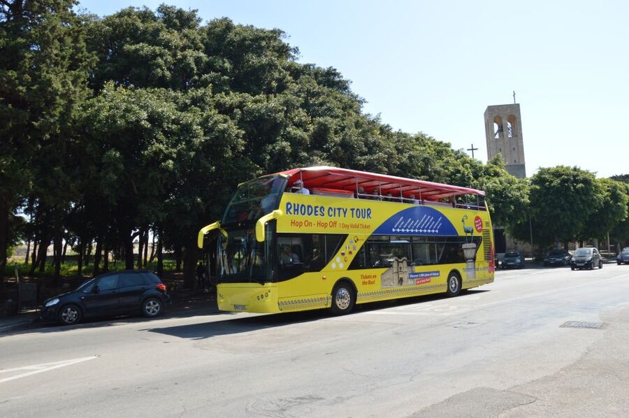 Rhodes: Hop-on Hop-off Bus and Submarine Tour - The bus route from Monte Smith to the Grand Hotel