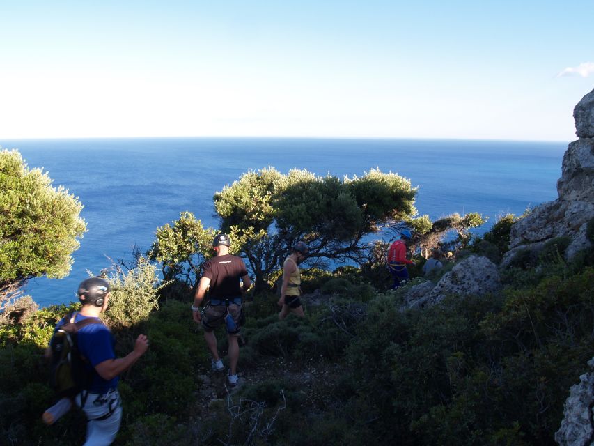 Rhodes: Ladiko Bay Rock Climbing and Rappelling Experience - First walk through the coastal hills
