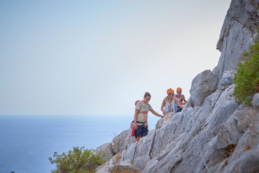 Rhodes: Ladiko Bay Rock Climbing and Rappelling Experience - Learning on several climbing routes