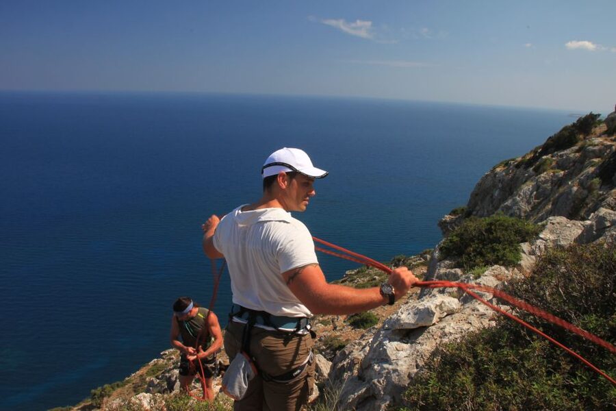 Rhodes: Ladiko Bay Rock Climbing and Rappelling Experience - Finishing with a swim at Ladiko or Anthony Quinn Bay