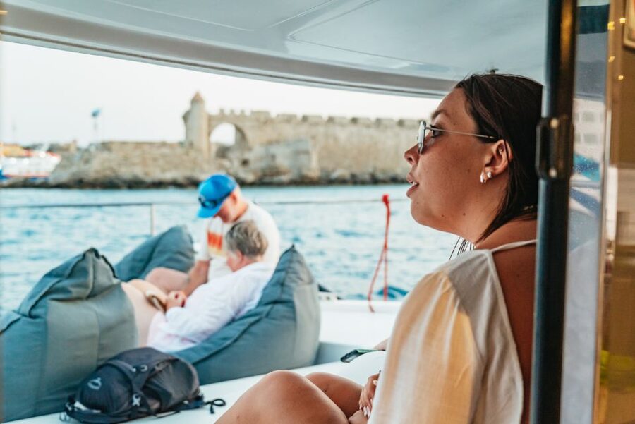 Rhodes: Sunset Catamaran Cruise with Dinner Buffet & Drinks - Who should book this Rhodes cruise