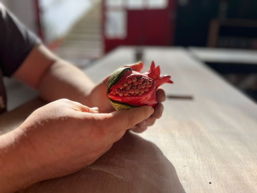 Rhodes Town: Pomegranate Pottery Masterclass - The second stage: painting a pomegranate made earlier