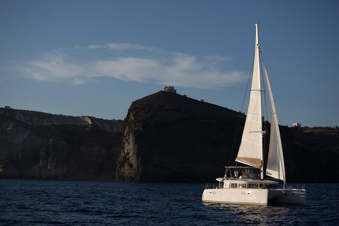 Santorini All-inclusive Catamaran Cruise with Thirassia Stop - Thirassia gives you the first swim