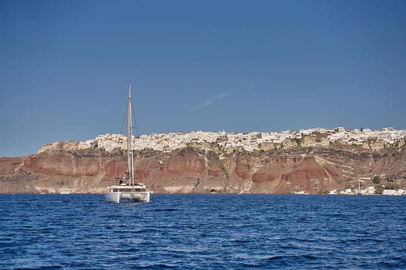 Santorini: Caldera Classic Catamaran Cruise w/ Meal & Drinks - Morning sailing or sunset return