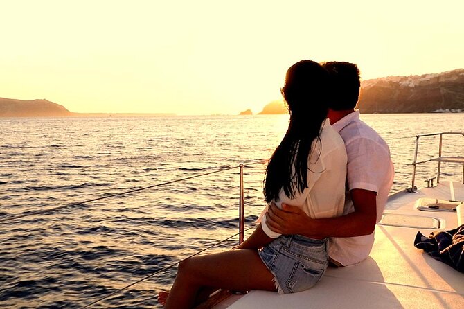 Santorini Catamaran Cruise with Greek Meal, Open-Bar and Sunset - Choosing between morning and sunset